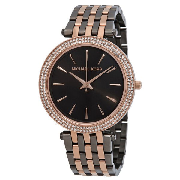 michael kors gunmetal and rose gold watch