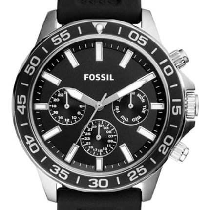 Fossil Garrett Chronograph Watch Fs5624 Silver Black Silicone One Size