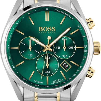 Hugo Boss Champion Green Dial Silver Steel Strap | Authentic