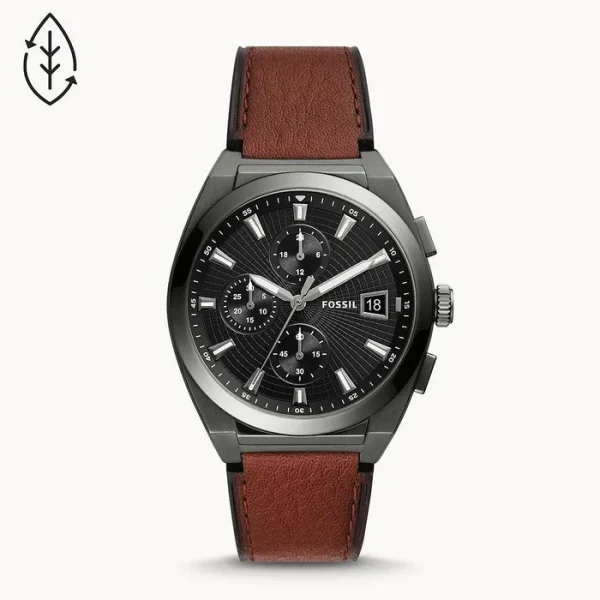FOSSIL EVERETT ANALOG GREY DIAL BROWN BELT MEN'S WATCH-FS5799