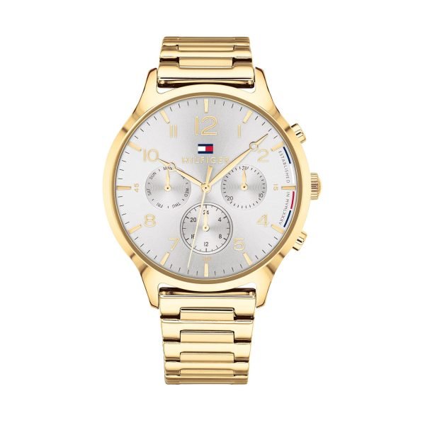 TOMMY HILFIGER Gents Golden Chronograph Blue Golden Chain Watch | Authentic