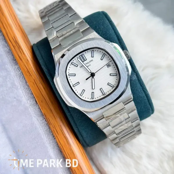 Patek Philippe Nautilus in Bangladesh || Silver with White Dial watch available in bangladesh
