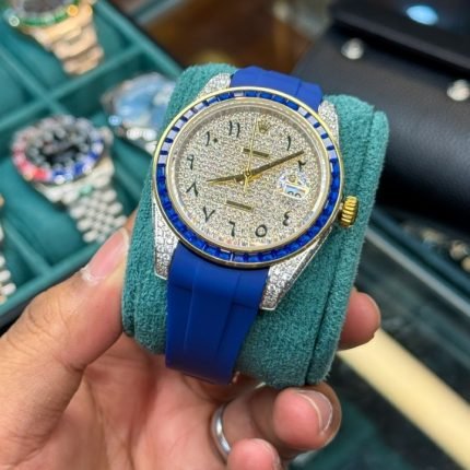 Rolex datejust | Arabic Dial custome diamond | Blue silicon