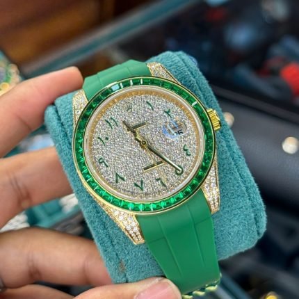 Rolex datejust | Arabic Dial custome diamond | Green strap