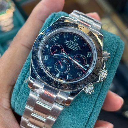 Rolex Daytona Chronograph |  Black Dial Red Shine Silver Chain  | Euro Grade