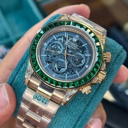 Rolex Daytona Chronograph |  Full Gold With custome Stone Bezel with skeleton vibe | EURO Grade