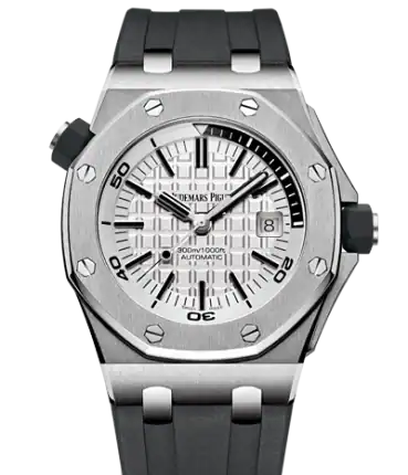 Audemars Piguet 15710ST.OO.A002CA.02 Royal Oak Offshore Diver 42mm Silver Index Steel Rubber White