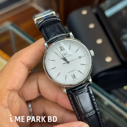 IWC Portofino Automatic White Dial Black Leather Strap Watch for Men - IW356517