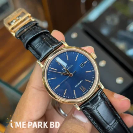 IWC Portofino Automatic Blue Dial Black Leather Strap Watch for Men -