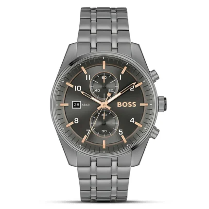 HUGO BOSS SKYTRAVELLER METALLIC BLACK DIAL MEN'S WATCH HB1514153 | BLACK BODY