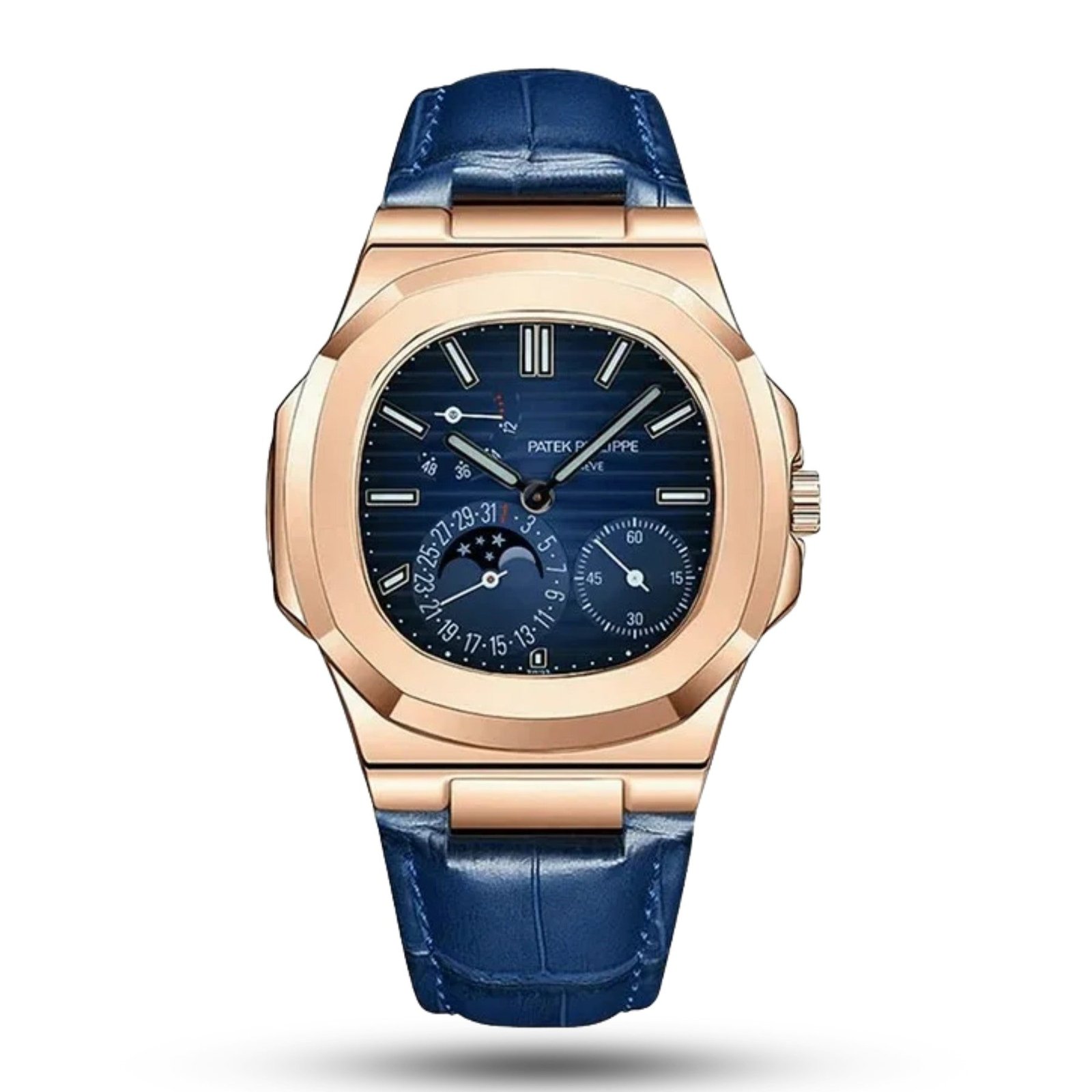 1_a30cbfb5-f6d3-491e-a10f-e6ce038c547b.jpg Patek Philippe Nautilus 5712 Automatic Rose Gold Blue Dial Stainless Steel Case Genuine Leather Strap Men's Watch