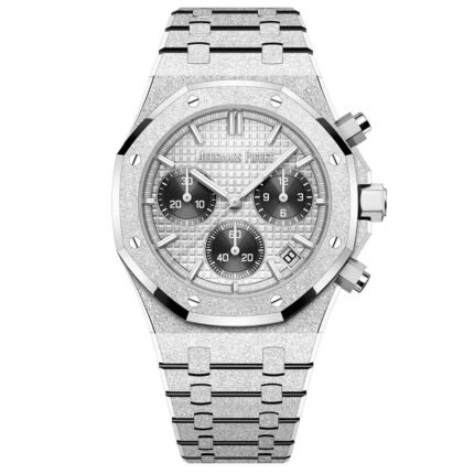 Audemars Piguet Royal Oak Chronograph Quartz “Frosted White” Tone Stainless Steel Men’s Watch