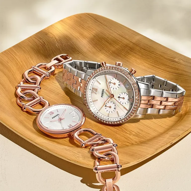 Fossil ES5279 Neutra two-tone chronograph ladies watch detail view