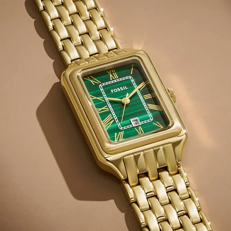 Fossil ES5341 Raquel green dial gold-tone ladies watch detail view