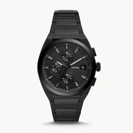 Fossil Everett FS5797 black chronograph watch front view