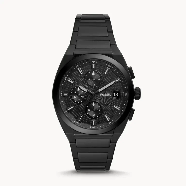 Fossil Everett FS5797 black chronograph watch front view