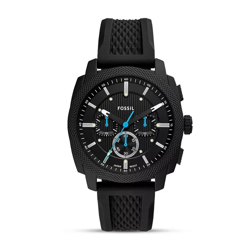 FS6099-main Fossil Machine FS6099 black silicone chronograph front view