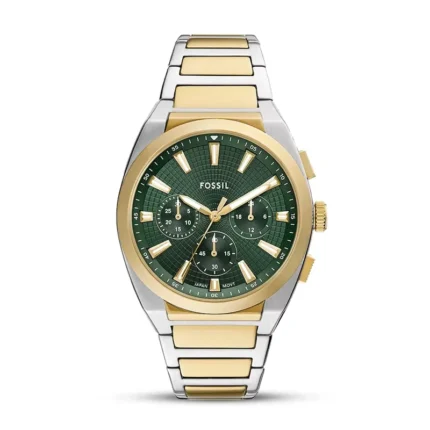 Fossil FS6106 Everett green dial two-tone men's watch front view