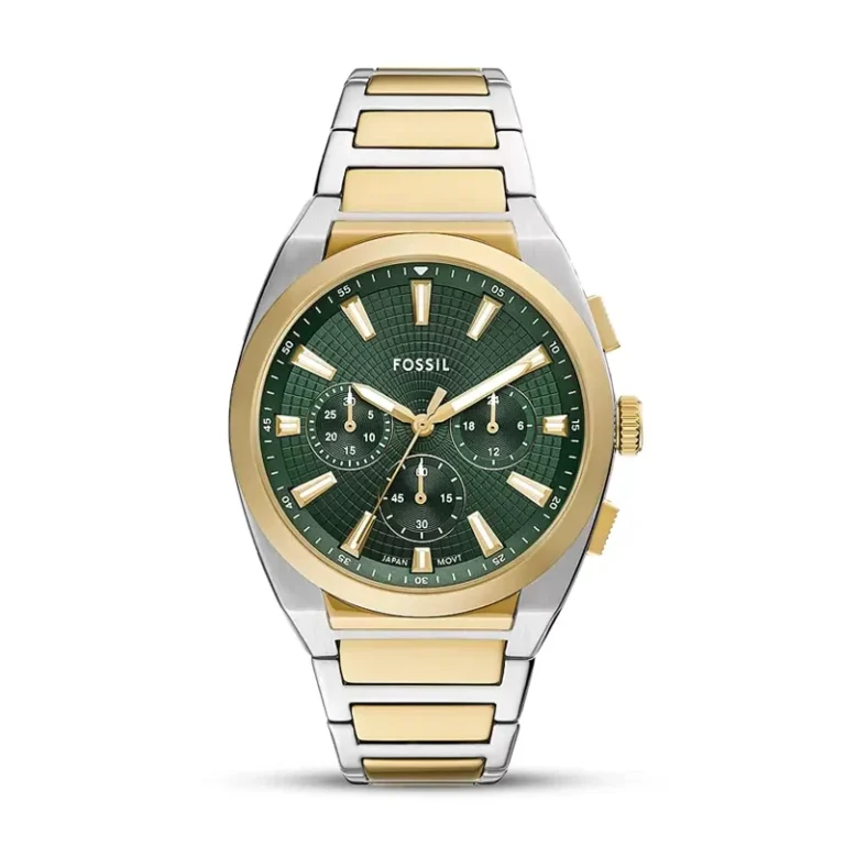 Fossil FS6106 Everett green dial two-tone men's watch front view