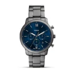 Fossil FS6111 Neutra blue dial gunmetal men's watch front view