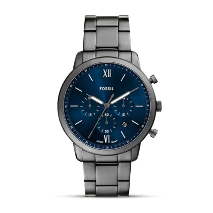Fossil FS6111 Neutra blue dial gunmetal men's watch front view