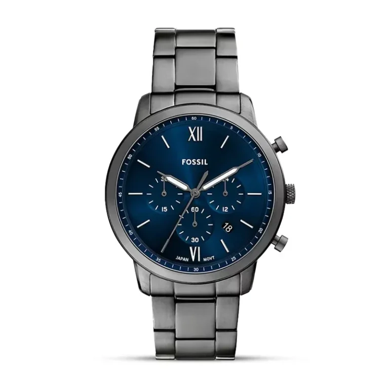 Fossil FS6111 Neutra blue dial gunmetal men's watch front view