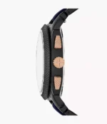 Fossil Machine FS5164 black and blue steel silicone bracelet detail