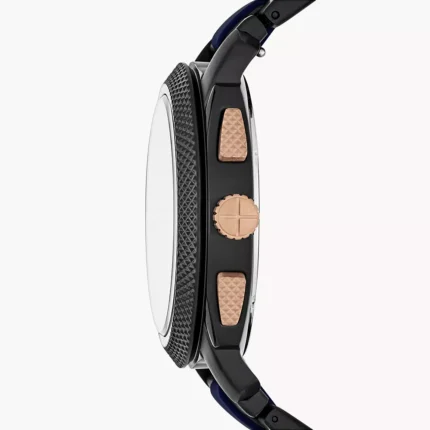 Fossil Machine FS5164 black and blue steel silicone bracelet detail