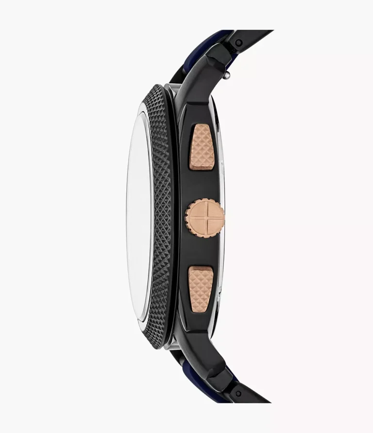 Fossil Machine FS5164 black and blue steel silicone bracelet detail