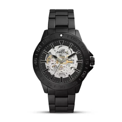 Fossil Bannon Automatic Black Stainless Steel Men's Watch front view