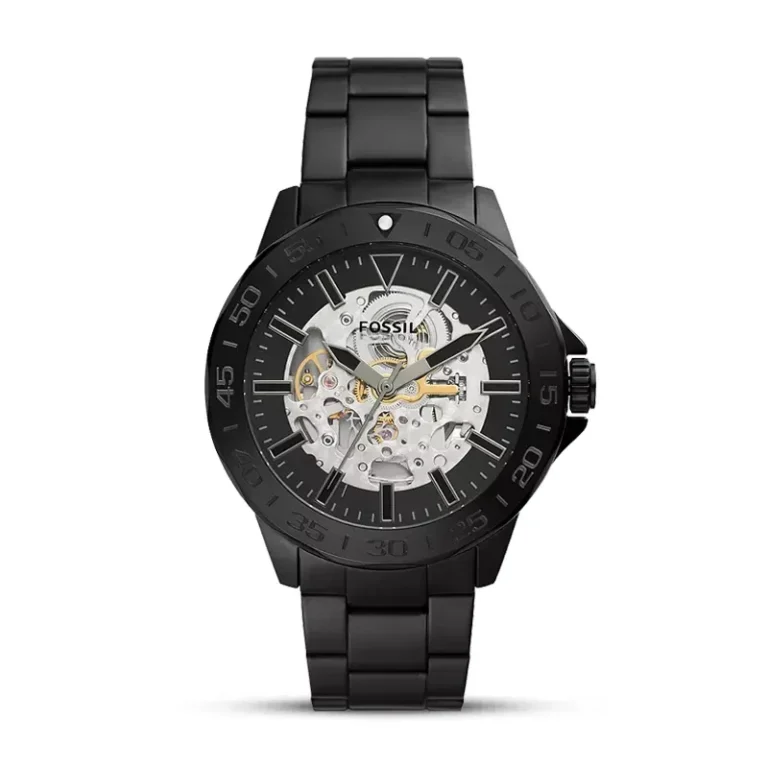 Fossil Bannon Automatic Black Stainless Steel Men's Watch front view