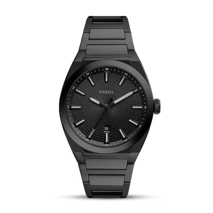 Fossil Everett Black Sunray Textured Dial Men's Watch front view