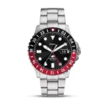 Fossil Blue GMT Black Dial Coke Bezel Men's Watch front view
