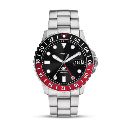 Fossil Blue GMT Black Dial Coke Bezel Men's Watch front view