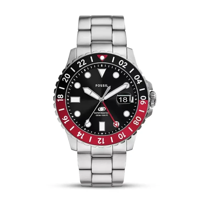 Fossil Blue GMT Black Dial Coke Bezel Men's Watch front view