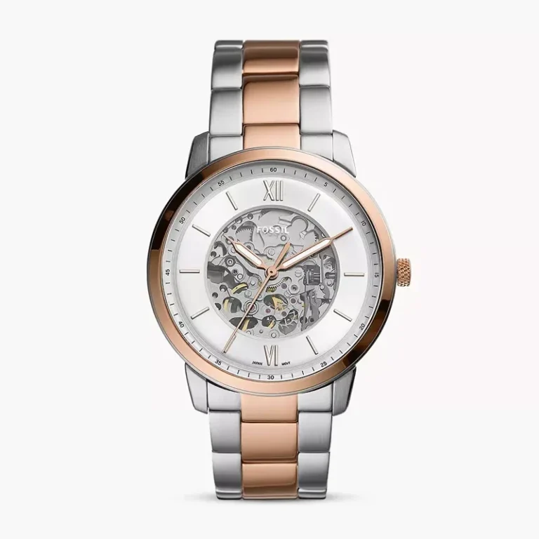 Fossil Neutra Automatic Two-Tone Skeleton Dial Men's Watch front view