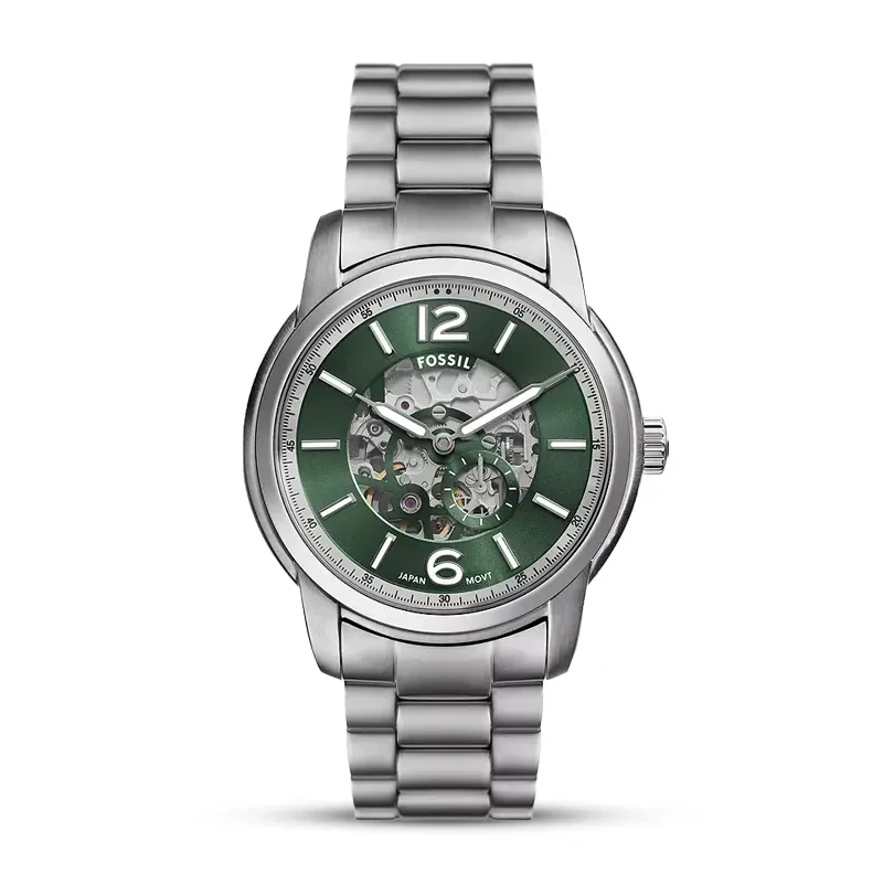 Fossil-MenE28099s_Watch-ME3262-1039.webp Fossil Heritage Automatic Green Dial Men's Watch front view