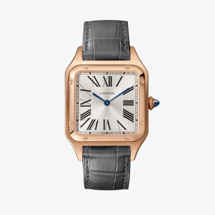 Cartier Santos Dumont Large White Dial Quartz Stainless Steel Case Genuine Leather Strap Men’s Watch