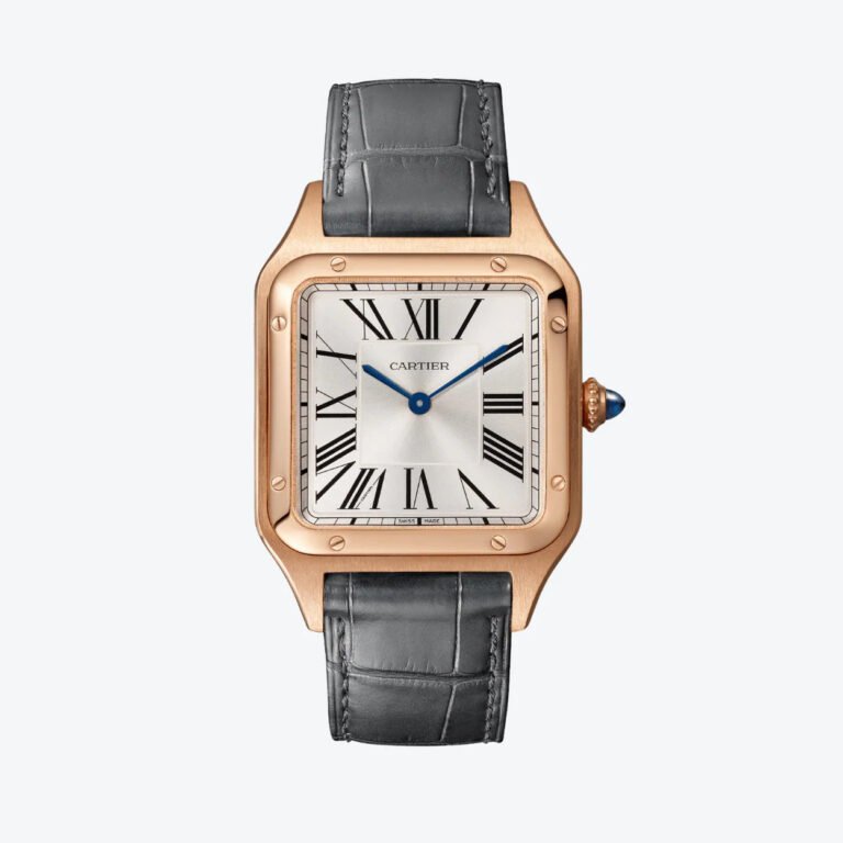 Cartier Santos Dumont Large White Dial Quartz Stainless Steel Case Genuine Leather Strap Men’s Watch