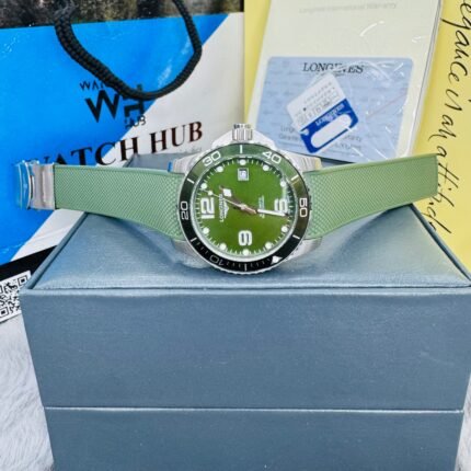 Longines Hydro Conquest Silver & Green Color Automatic Silicone Strap Men’s Watch