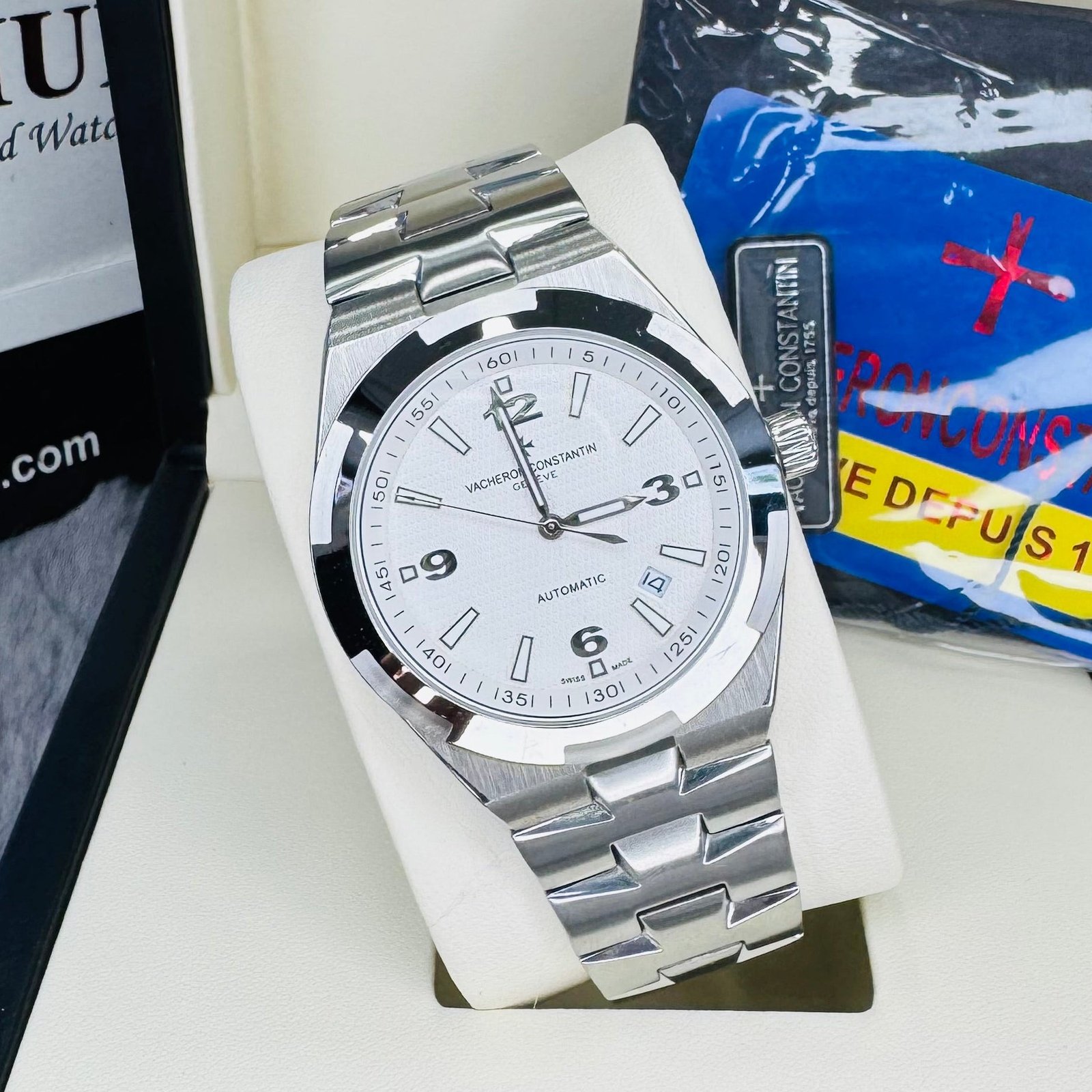IMG_3528_820e8993-6c1a-4936-b0fd-04196bc2ec78.jpg Vacheron Constantin Overseas Automatic White Dial Stainless Steel Chain Men’s Watch