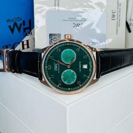 IWC “Portugieser” Chronograph Automatic Green Dial Genuine Leather Strap Men’s Watch