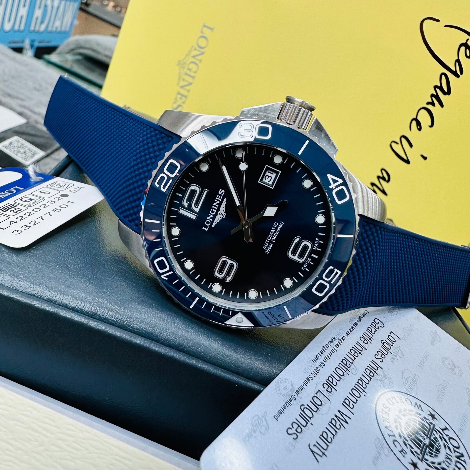 IMG_E6192.jpg Longines Hydro Conquest Silver & Blue Color Automatic Silicone Strap Men’s Watch