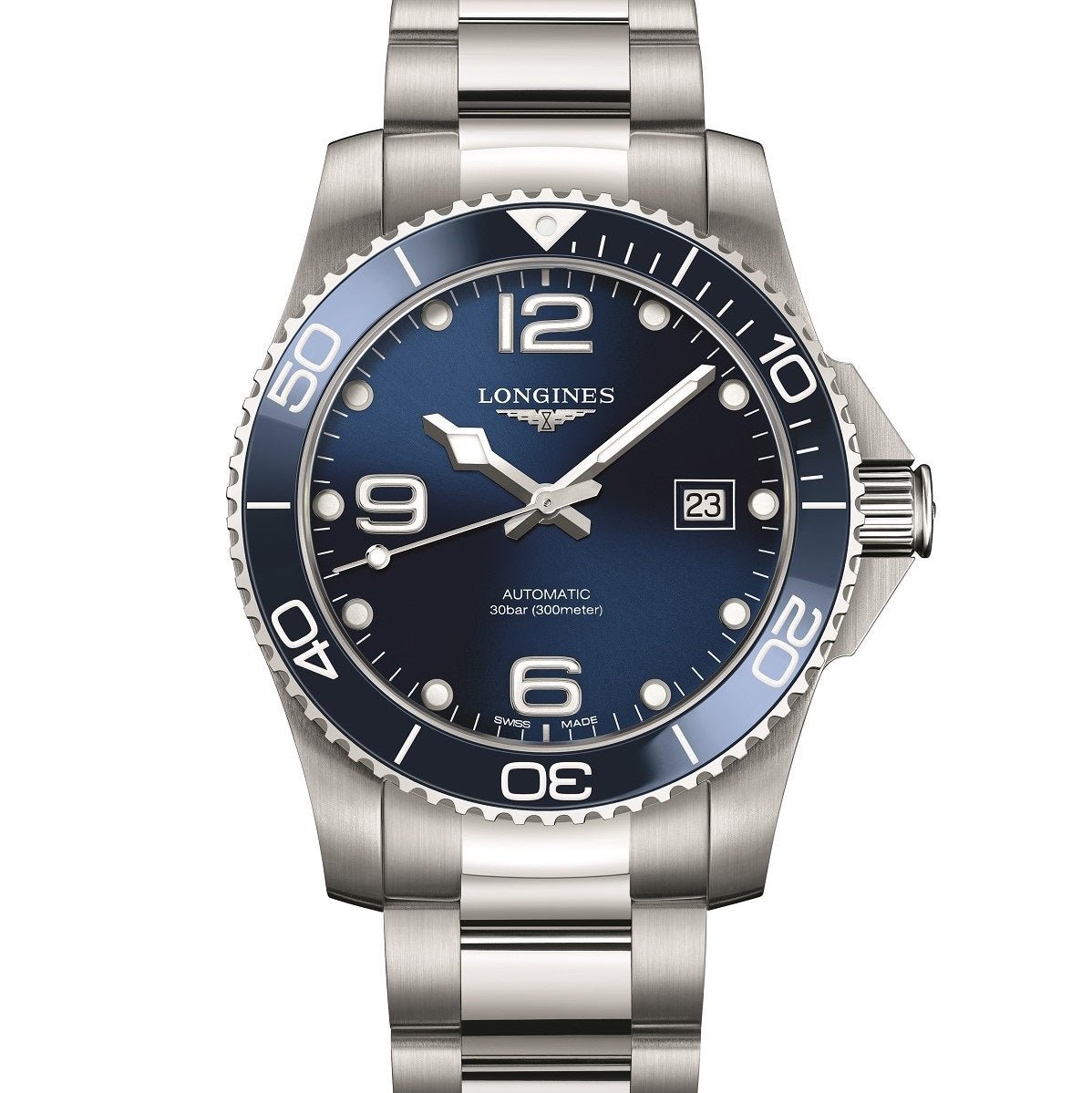 Longines-HydroConquest-ceramic-watch-03.jpg Longines HydroConquest Automatic Blue Dial Silver-Tone Stainless Steel Chain Men’s Watch