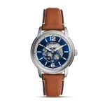 Fossil ME3263 Heritage blue skeleton automatic men's watch front view