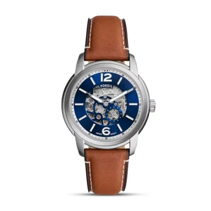 Fossil ME3263 Heritage blue skeleton automatic men's watch front view