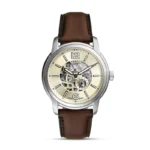 Fossil Heritage ME3264 cream skeleton automatic watch front view