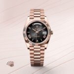 Rolex Day-Date Ref: 228235-0055 Everose Gold Fluted Bezel Black Dial 40mm Swiss 1:1 Mirror Grade Men’s Watch