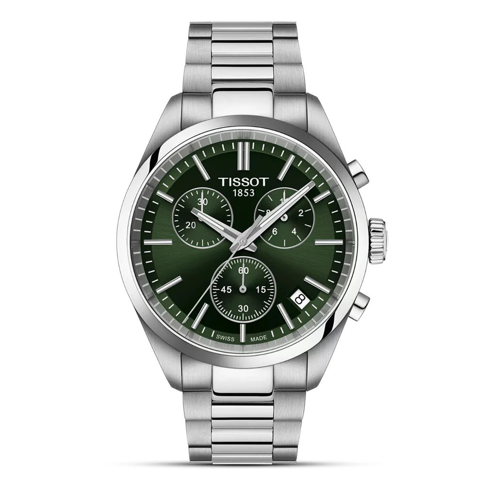 T150.417.11.091.00fs.jpg Tissot PR100 Green Dial Men’s Chronograph Quartz Stainless Steel Chain Men’s Watch