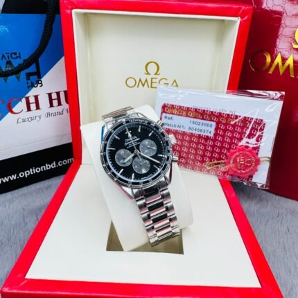 OMEGA Speedmaster 38 Co-Axial Chronometer Chronograph Black Dial Quartz Stainless Steel Chain Men's Watch